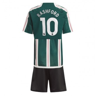 Manchester United Marcus Rashford #10 Bortedraktsett Barn 2023-24 Kortermet (+ korte bukser)